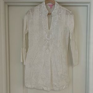 Lilly Pulitzer white beaded tunic shirt